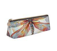 HEBSDFG Colorful Dragonfly Prints Triangle Pencil Case & Cosmetic Pouch, PVC Leather Zippered Organiser for School Office Travel Stylish Gifting