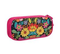 HEBSDFG Colorful Floral Print Cute Pencil Case Pouch for Boys Girls - Pink High Capacity Travel Pen Bag Organizer Makeup Bag for Student School College Office