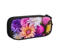 HEBSDFG Colorful Nature Flower Print Cute Pencil Case Pouch for Boys Girls - Black High Capacity Travel Pen Bag Organizer Makeup Bag for Student School College Office