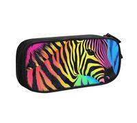 HEBSDFG Colorful Rainbow Zebra Print Cute Pencil Case Pouch for Boys Girls - Black High Capacity Travel Pen Bag Organizer Makeup Bag for Student School College Office