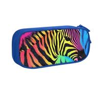 HEBSDFG Colorful Rainbow Zebra Print Cute Pencil Case Pouch for Boys Girls - Blue High Capacity Travel Pen Bag Organizer Makeup Bag for Student School College Office