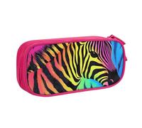 HEBSDFG Colorful Rainbow Zebra Print Cute Pencil Case Pouch for Boys Girls - Pink High Capacity Travel Pen Bag Organizer Makeup Bag for Student School College Office