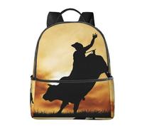 HEBSDFG cool bull riding Prints Lightweight School Backpack, Cute School Bag Laptop Rucksack Backpack Stylish Casual Daypacks Travel Backpack