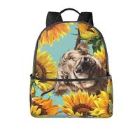 HEBSDFG Cow with Sunflowers in Blue Prints School Bag Bookbag Laptop Backpack Stylish Lightweight Backpack Travel Backpack for Kids Students Boys Girls