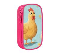 HEBSDFG Creative Cartoon Chicken Print Pencil Case, Pink High-Capacity Pen Pencil Pouch Stationery Organizer with Pen Slots & Pouches for School Travel Makeup