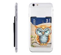 HEBSDFG Cute Cartoon Owl Printed Phone Card Holder Wallet, 3M Adhesive Stick on Phone Wallet Case for iPhone and Android