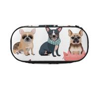 HEBSDFG Cute Chihuahua Pug Pattern Prints Pencil Case Cute Stationery Case Organiser with Pen Slots for School Travel Office Gifts