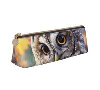 HEBSDFG Cute Owl Prints Triangle Pencil Case & Cosmetic Pouch, PVC Leather Zippered Organiser for School Office Travel Stylish Gifting