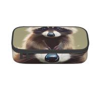 HEBSDFG Cute Raccoon Print Pencil Case Large Pen Bag Cute Compartment Desk Organizer Make up Bag for School, Office, Makeup, Travel