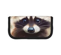 HEBSDFG Cute Raccoon Prints Canvas Pencil Case Cosmetic Organiser Zipper Pen Pouch for School Travel Office & Gift-Giving