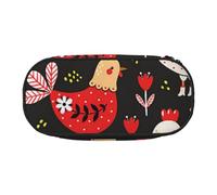 HEBSDFG Cute Rooster Chickens Prints Pencil Case Cute Stationery Case Organiser with Pen Slots for School Travel Office Gifts