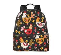 HEBSDFG Cute Rooster Chickens Prints School Bag Bookbag Laptop Backpack Stylish Lightweight Backpack Travel Backpack for Kids Students Boys Girls