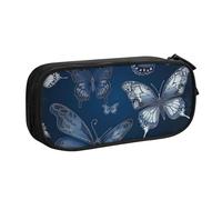 HEBSDFG Dark Blue Butterflies Print Cute Pencil Case Pouch for Boys Girls - Black High Capacity Travel Pen Bag Organizer Makeup Bag for Student School College Office
