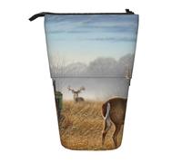 HEBSDFG Deer Hunting Prints Retractable Pencil Case & Cosmetic Pouch, Big Stationery Bag Pen Box for School Office Travel