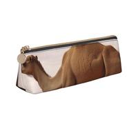 HEBSDFG Desert Sand Camel Prints Triangle Pencil Case & Cosmetic Pouch, PVC Leather Zippered Organiser for School Office Travel Stylish Gifting