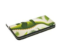 HEBSDFG Dinosaur Palm Leaf Printed Long Wallet for Men and Women PU Leather Hand Purse with Card Holder, Zipper Closure