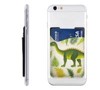 HEBSDFG Dinosaur Palm Leaf Printed Phone Card Holder Wallet, 3M Adhesive Stick on Phone Wallet Case for iPhone and Android