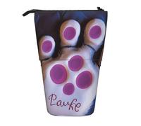 HEBSDFG Dog Animal Pet Paw Prints Retractable Pencil Case & Cosmetic Pouch, Zippered Stationery Bag Pen Box for School Office Travel