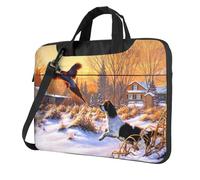 HEBSDFG Dog Catching Pheasant Print Laptop Bag 15.6 inch, Shockproof Computer Bags with Anti-Static Lining, Convertible Shoulder/Crossbody Carry for Office, School, Travel