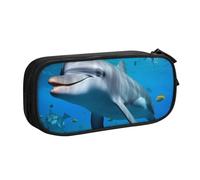 HEBSDFG Dolphin Looking at You Print Cute Pencil Case Pouch for Boys Girls - Black High Capacity Travel Pen Bag Organizer Makeup Bag for Student School College Office