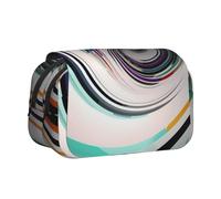 HEBSDFG Double-Layer Flip-Top Pencil Case, Abstract Circle Swirl Print Pencil Box Stationery Bag Organizer for School Supplies, Travel & Makeup Storage