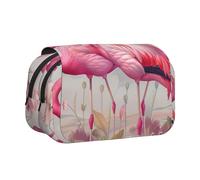 HEBSDFG Double-Layer Flip-Top Pencil Case, Flamingos Print Pencil Box Stationery Bag Organizer for School Supplies, Travel & Makeup Storage