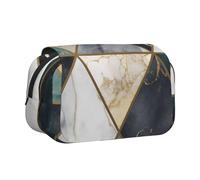 HEBSDFG Double-Layer Flip-Top Pencil Case, Geometric Marble Print Pencil Box Stationery Bag Organizer for School Supplies, Travel & Makeup Storage
