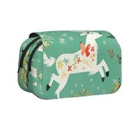 HEBSDFG Double-Layer Flip-Top Pencil Case, Goat Frolic Print Pencil Box Stationery Bag Organizer for School Supplies, Travel & Makeup Storage