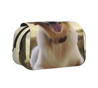 HEBSDFG Double-Layer Flip-Top Pencil Case, Golden Retriever Print Pencil Box Stationery Bag Organizer for School Supplies, Travel & Makeup Storage
