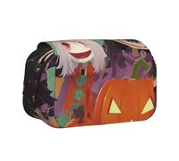 HEBSDFG Double-Layer Flip-Top Pencil Case, Happy Halloween Print Pencil Box Stationery Bag Organizer for School Supplies, Travel & Makeup Storage