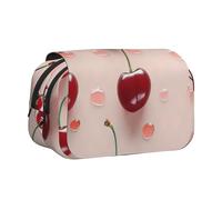 HEBSDFG Double-Layer Flip-Top Pencil Case, Lovely Sweet red Cherry Print Pencil Box Stationery Bag Organizer for School Supplies, Travel & Makeup Storage