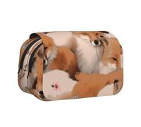HEBSDFG Double-Layer Flip-Top Pencil Case, Many Foxes Print Pencil Box Stationery Bag Organizer for School Supplies, Travel & Makeup Storage