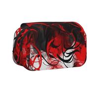 HEBSDFG Double-Layer Flip-Top Pencil Case, Red Black White Abstract Print Pencil Box Stationery Bag Organizer for School Supplies, Travel & Makeup Storage