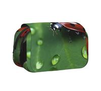 HEBSDFG Double-Layer Flip-Top Pencil Case, Sitting Green Three Leaf Insect Print Pencil Box Stationery Bag Organizer for School Supplies, Travel & Makeup Storage