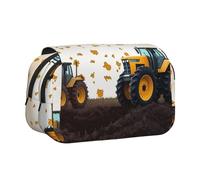 HEBSDFG Double-Layer Flip-Top Pencil Case, Tractor Farming Print Pencil Box Stationery Bag Organizer for School Supplies, Travel & Makeup Storage