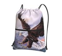 HEBSDFG Drawstring Backpack bald eagle Printed Water Resistant Outdoor Casual Backpack Sport Gym Travel Bags for Men Women