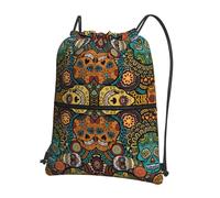 HEBSDFG Drawstring Backpack Colorful Sugar Skulls Printed Water Resistant Outdoor Casual Backpack Sport Gym Travel Bags for Men Women