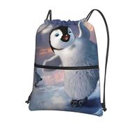 HEBSDFG Drawstring Backpack Happy Penguin Printed Water Resistant Outdoor Casual Backpack Sport Gym Travel Bags for Men Women