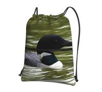 HEBSDFG Drawstring Backpack Loon Nature Bird Printed Water Resistant Outdoor Casual Backpack Sport Gym Travel Bags for Men Women
