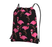 HEBSDFG Drawstring Backpack Lovely Pink Flamingos Printed Water Resistant Outdoor Casual Backpack Sport Gym Travel Bags for Men Women