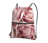 HEBSDFG Drawstring Backpack Pink Roses Printed Water Resistant Outdoor Casual Backpack Sport Gym Travel Bags for Men Women