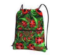 HEBSDFG Drawstring Backpack Red Ladybug Printed Water Resistant Outdoor Casual Backpack Sport Gym Travel Bags for Men Women
