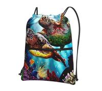 HEBSDFG Drawstring Backpack Sea Turtles Diamond Painting Printed Water Resistant Outdoor Casual Backpack Sport Gym Travel Bags for Men Women