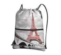 HEBSDFG Drawstring Backpack Tower Paris Printed Water Resistant Outdoor Casual Backpack Sport Gym Travel Bags for Men Women