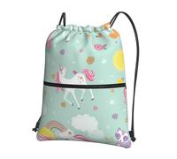 HEBSDFG Drawstring Backpack Unicorns Pink Printed Water Resistant Outdoor Casual Backpack Sport Gym Travel Bags for Men Women