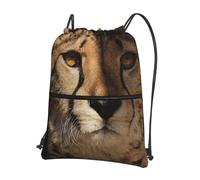 HEBSDFG Drawstring Backpack White Cheetah Printed Water Resistant Outdoor Casual Backpack Sport Gym Travel Bags for Men Women