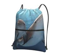HEBSDFG Drawstring Backpack winter the dolphin Printed Water Resistant Outdoor Casual Backpack Sport Gym Travel Bags for Men Women