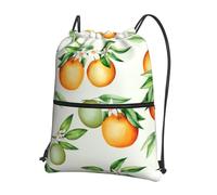 HEBSDFG Drawstring Backpack Yellow Blossom And Orange Fruits Printed Water Resistant Outdoor Casual Backpack Sport Gym Travel Bags for Men Women