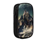 HEBSDFG Earth Mountain Print Pencil Case, Black High-Capacity Pen Pencil Pouch Stationery Organizer with Pen Slots & Pouches for School Travel Makeup