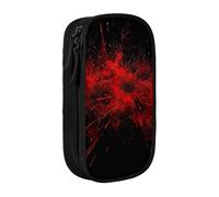 HEBSDFG Explosion Burst Red Black Print Pencil Case, Black High-Capacity Pen Pencil Pouch Stationery Organizer with Pen Slots & Pouches for School Travel Makeup